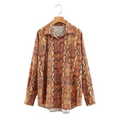 Women's Snake Patterned Single-Breasted Blouse