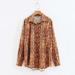 Women's Snake Patterned Single-Breasted Blouse