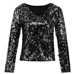 Women's Solid Color Sequined Blouse