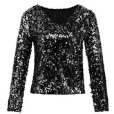 Women's Solid Color Sequined Blouse