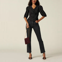 Women's Casual Dotted Short Sleeved Shirt
