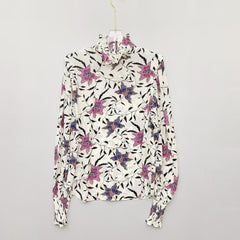 Women's Viscose Ruffled Shirt with Floral Print