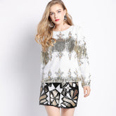 Women's Sequined Ornamental Pattern Blouse