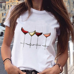 Women's T-Shirt with Wine Print