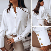 Women's Loose Stand Collar Long Sleeved Blouse