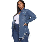 Plus Size Denim Outwear