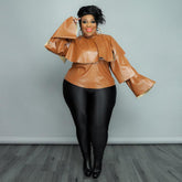 Turtleneck Ruffle Sleeve Blouse