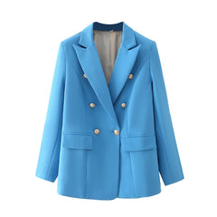 Women's Sky Blue Double Breasted Blazer