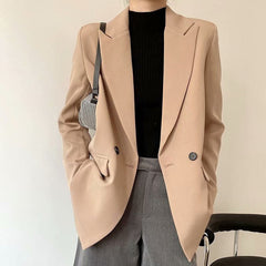 Women's Beige Double Breasted Blazer