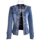 Stylish Denim Blazer with Rhinestones