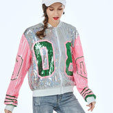 Women's Retro Style Sequined Bomber Jacket