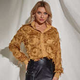 Women's Long Sleeved Retro Lapel Top