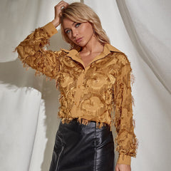 Women's Long Sleeved Retro Lapel Top