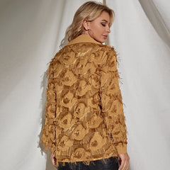 Women's Long Sleeved Retro Lapel Top