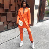 Slim Orange Long Blazer for Women