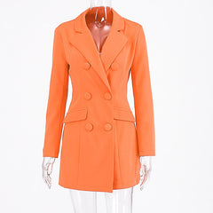 Slim Orange Long Blazer for Women