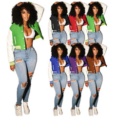 Women's Retro Style Crop Bomber Jacket