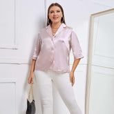 Lapel Neck Elegant Satin Top