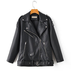 Women's Eco-Leather Oversized Biker Jacket