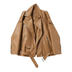 Women's Eco-Leather Oversized Biker Jacket