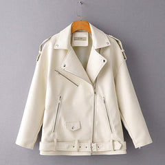 Women's Eco-Leather Oversized Biker Jacket