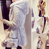 Women's Knitted Sleeve Plush Winter Jacket