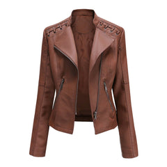 Women's Eco-Leather Lace-Up Detail Biker Jacket