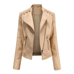 Women's Eco-Leather Lace-Up Detail Biker Jacket