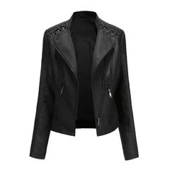 Women's Eco-Leather Lace-Up Detail Biker Jacket