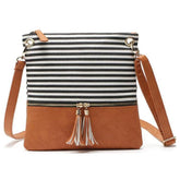 Women's Patchwork Striped Shoulder Bag