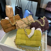 Women's Compact Suede Chain Shoulder Bag