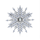 Enigma Flower Pearl and Rhinestone Brooch