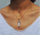 Boho Natural Stone and Moon Necklace