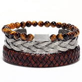 Men's Vintage Leather / Steel Bangles