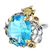 Baroque Blue Zircon Ring for Women