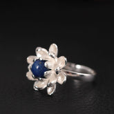 Fashion Romantic Lotus Shaped Adjustable Silver Women's Ring