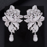 Luxury Peony Flower Wedding Earrings