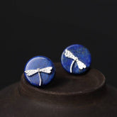 Cute Ethnic Dragonfly Shaped Silver Stud Earrings