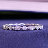 Women's Thin 925 Sterling Silver and Moissanite Ring