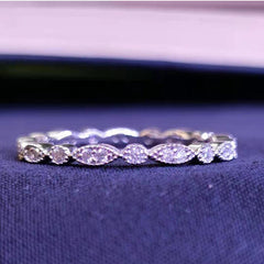 Women's Thin 925 Sterling Silver and Moissanite Ring