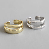 Double Layer 925 Sterling Silver Adjustable Ring