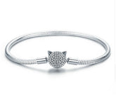 Women's Sterling Silver Crystal Cat Bracelet
