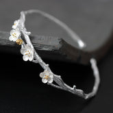 Elegant Romantic Floral Silver Women's Bangle