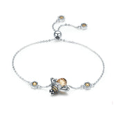 Silver Bracelet with Dancing Honey Bee Charm