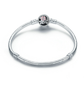 Elegant Sterling Silver Women's Bracelet with Zirconia Flower Charm