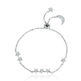 Minimalistic Silver Bracelet with Crystal Stars
