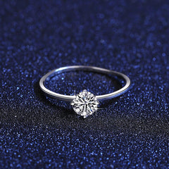 0.5CT Round 18K White 925 Silver Moissanite Ring