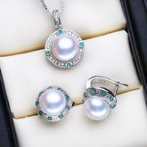 Women's Luxury 925 Silver Pearls Jewelry 3 pcs Set