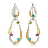 Women's Natural Topaz and Amethyst Earrings