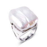 Bohemian 925 Silver Ring for Women with Natural Pearl